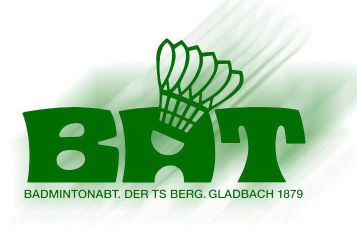 Logo der Badminton-Abteilung TS Berg.Gladbach 1879 mit Federball und gr&uuml;nem Schriftzug.