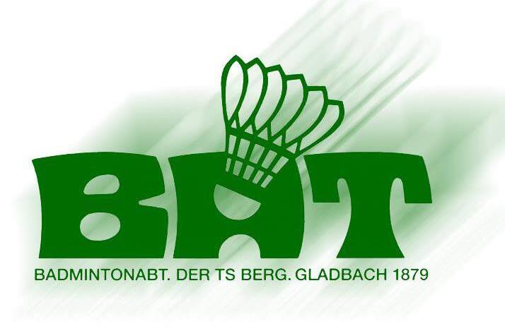 Logo der Badminton-Abteilung TS Berg.Gladbach 1879 mit Federball und gr&uuml;nem Schriftzug.