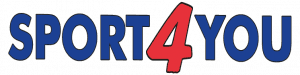 Logo von Sport4You in blauer und roter Schrift auf hellem Hintergrund.